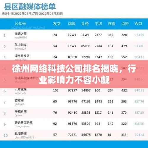 徐州网络科技公司排名揭晓,行业影响力不容小觑