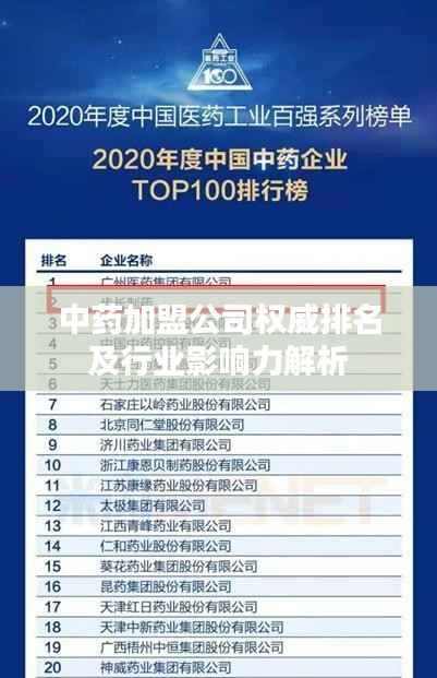 中药加盟公司权威排名及行业影响力解析